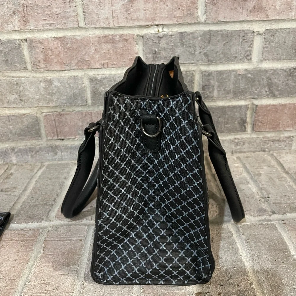 Elegant Black/Blue Patterned Handbag Set - Picture 6 of 17